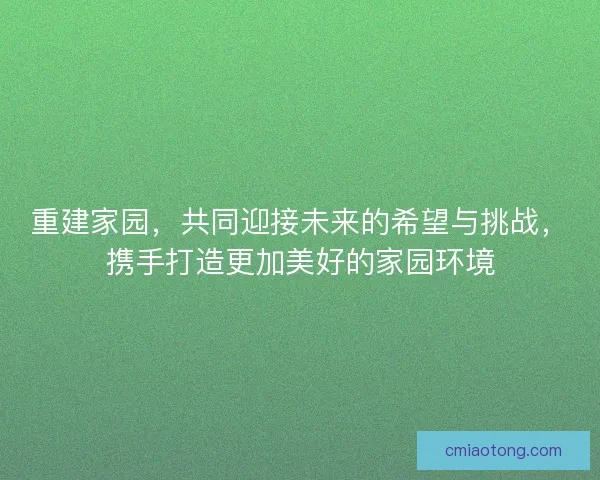 重建家园，共同迎接未来的希望与挑战，携手打造更加美好的家园环境
