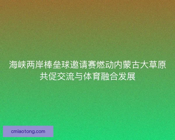 海峡两岸棒垒球邀请赛燃动内蒙古大草原共促交流与体育融合发展