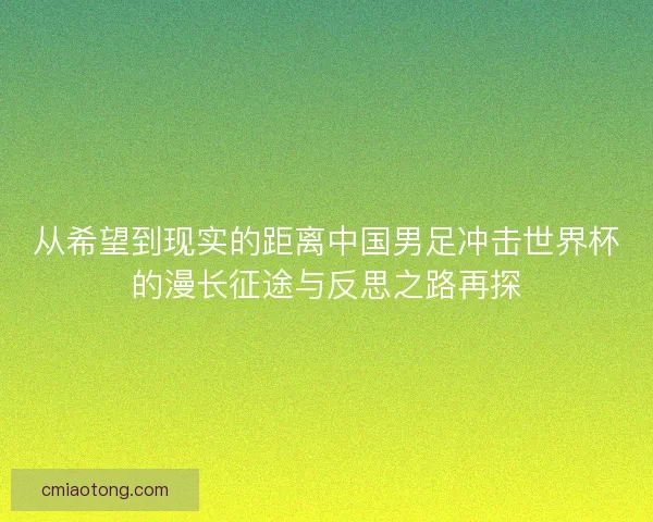 从希望到现实的距离中国男足冲击世界杯的漫长征途与反思之路再探