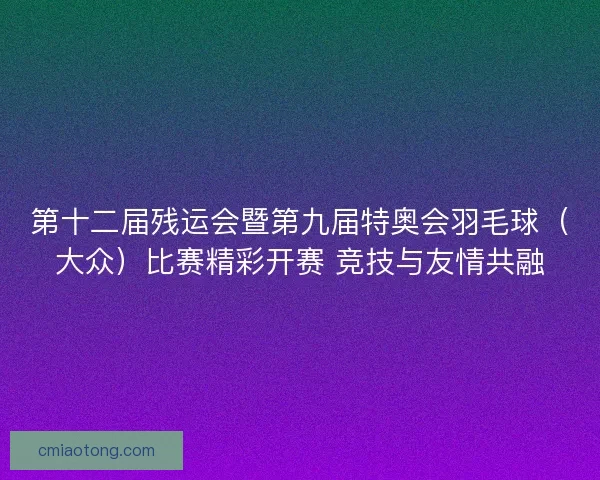 第十二届残运会暨第九届特奥会羽毛球（大众）比赛精彩开赛 竞技与友情共融