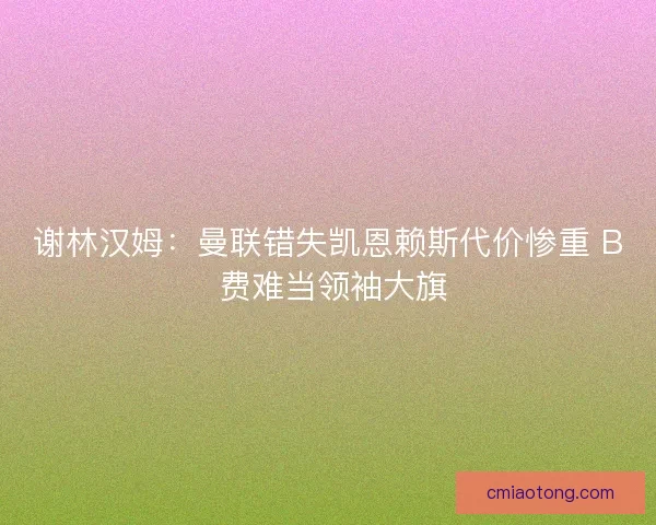 谢林汉姆：曼联错失凯恩赖斯代价惨重 B 费难当领袖大旗